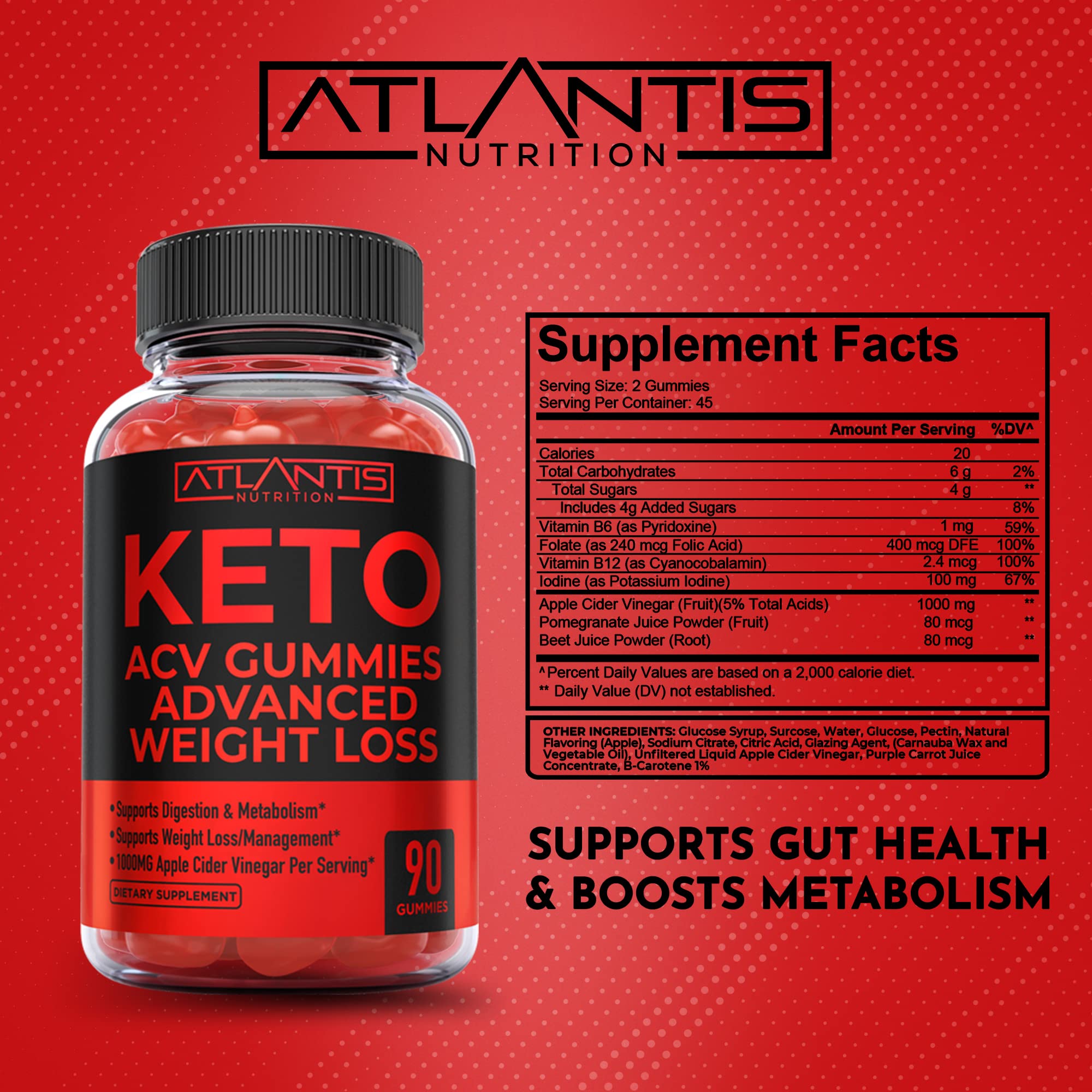 Atlantis Nutrition Keto ACV Gummies on surface for convenient keto use.