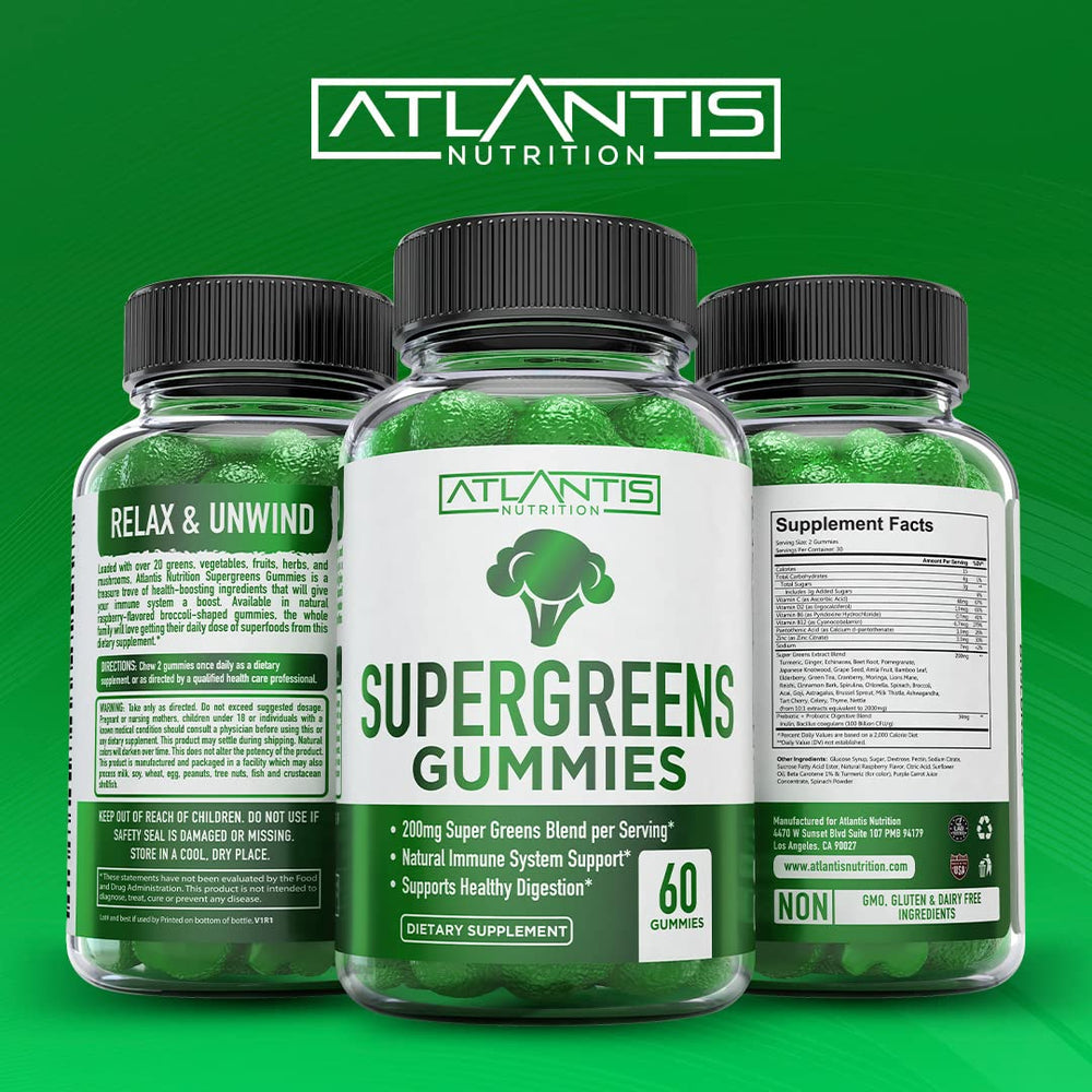 Atlantis Nutrition Supergreens Gummies chewy texture ideal for a quick healthy snack