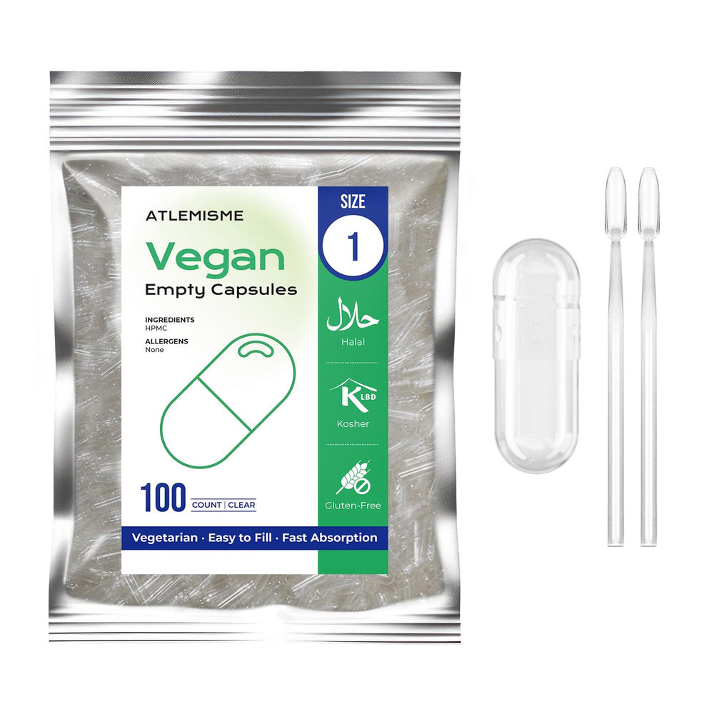 ATLEMISME size 1 vegan capsules front view for DIY use