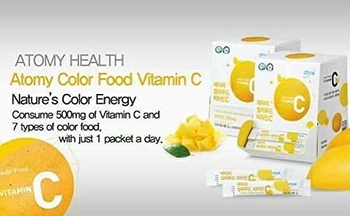 ATOMY Colorfood Vitamin C dissolving in water for a refreshing drink.