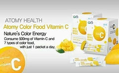 ATOMY Colorfood Vitamin C dissolving in water for a refreshing drink.