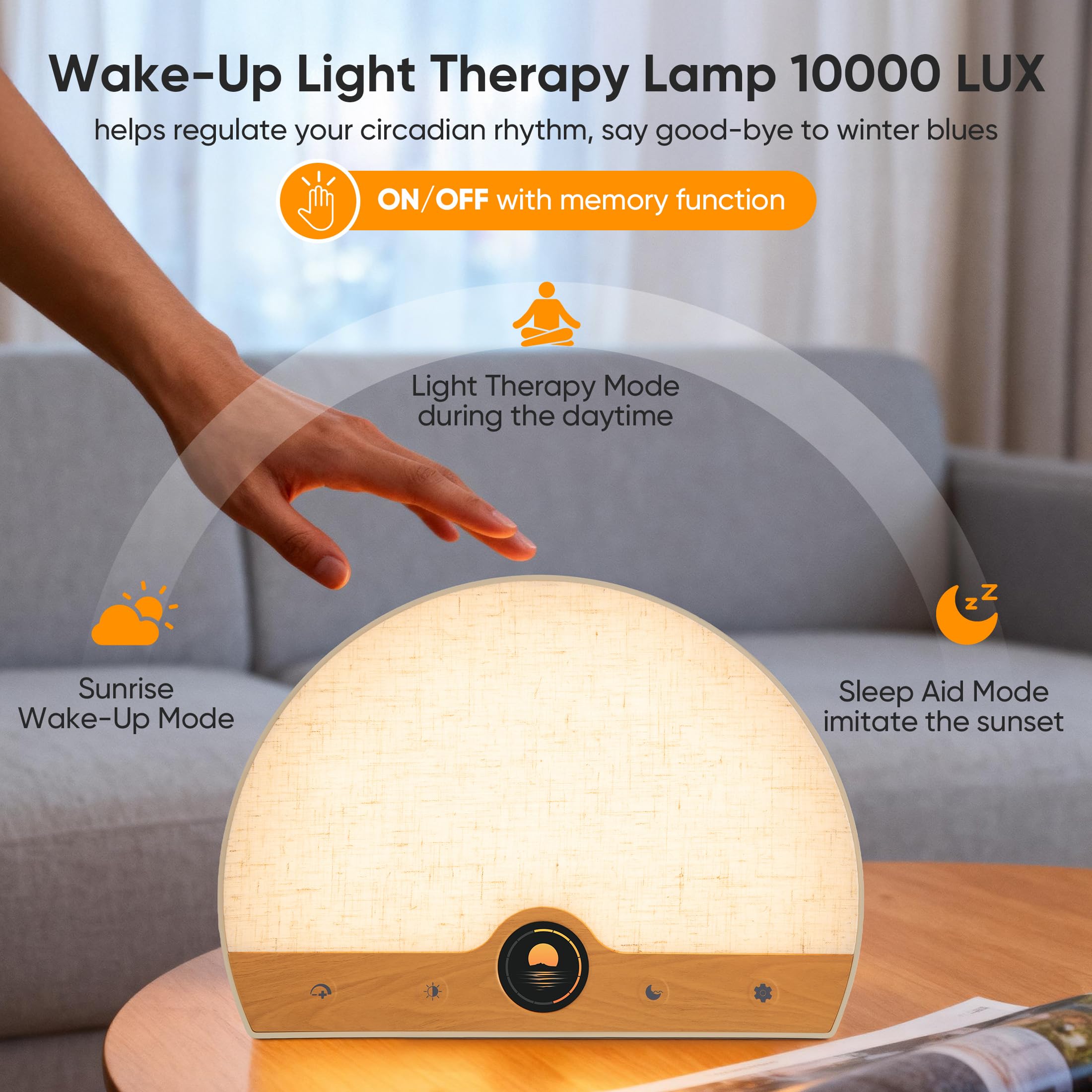Atorobros dawn simulation gradually increases brightness for a calm wake-up.
