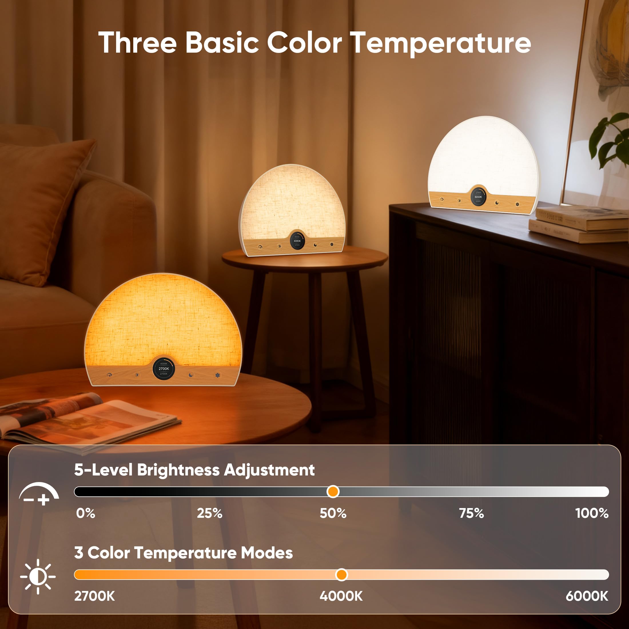Atorobros wake-up timer fades in for gentle mornings.