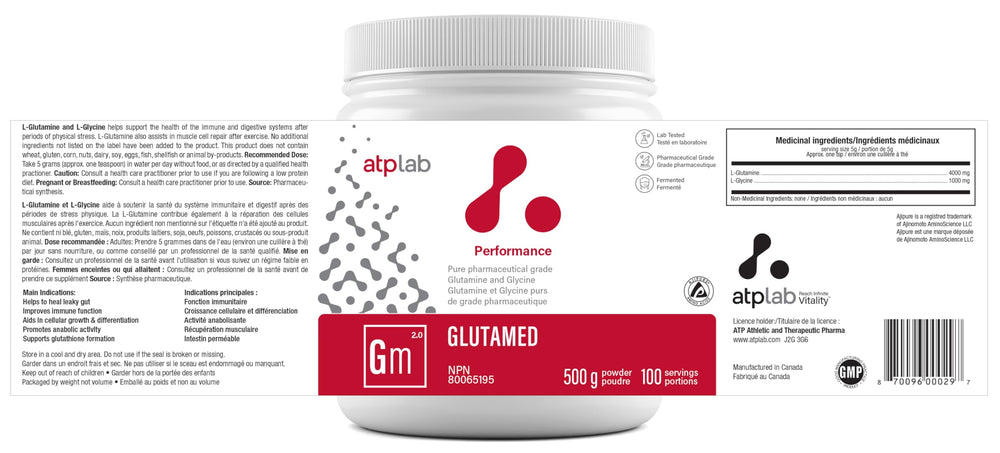 ATP LAB Glutamed close-up of fine powder texture ideal for smooth shakes.