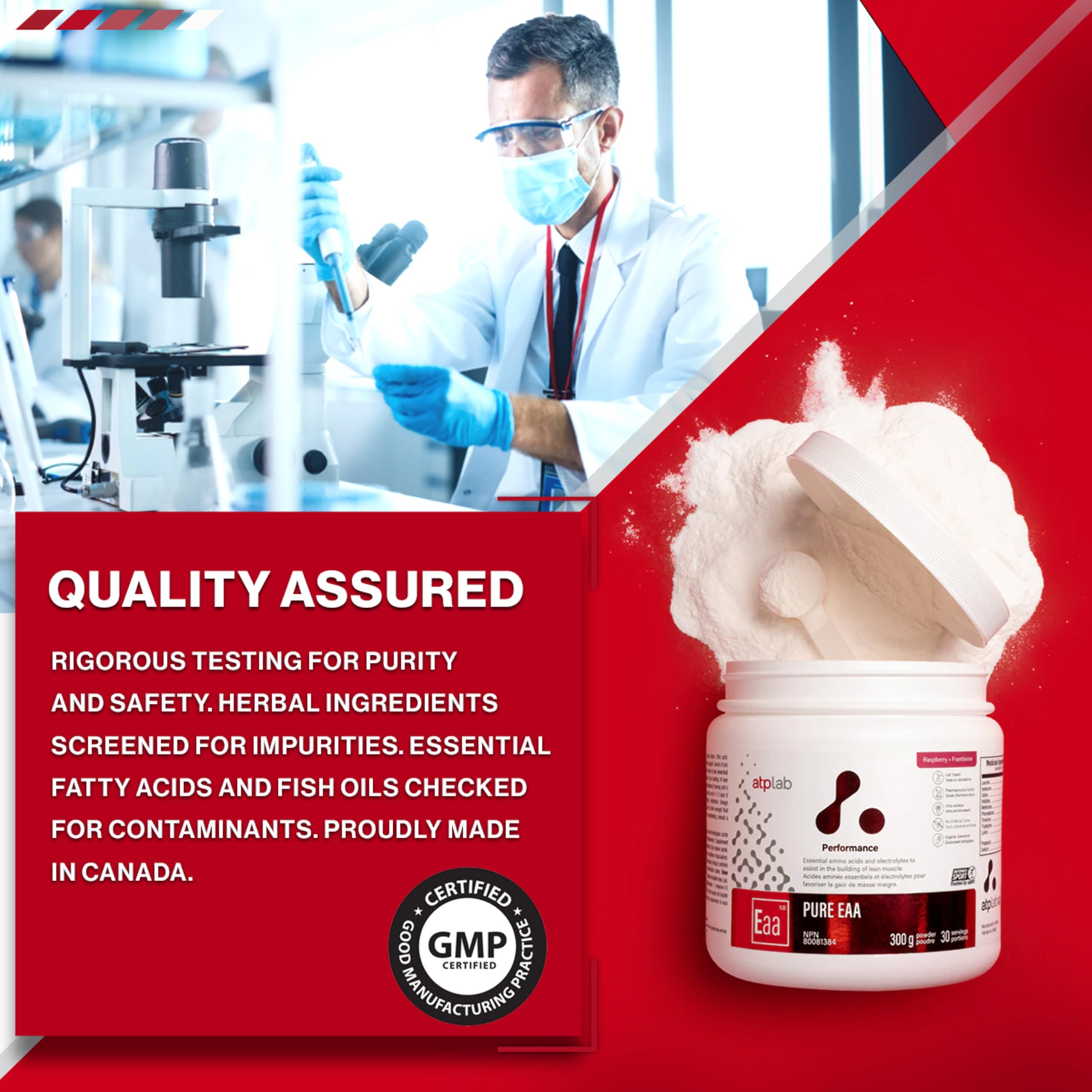 ATP LAB Pure EAA Powder electrolyte blend supports hydration during activity.