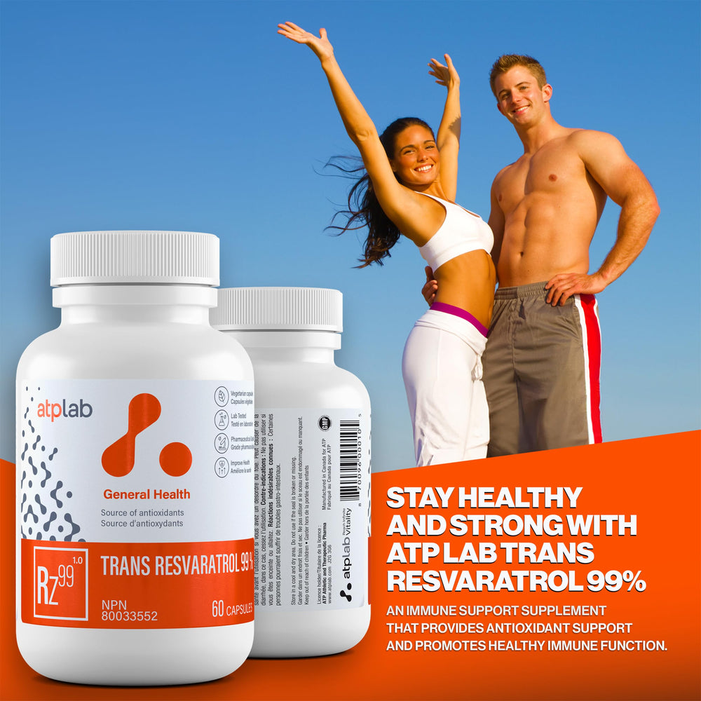 ATP LAB Trans Resveratrol capsules close-up, showing smooth vegetarian pills