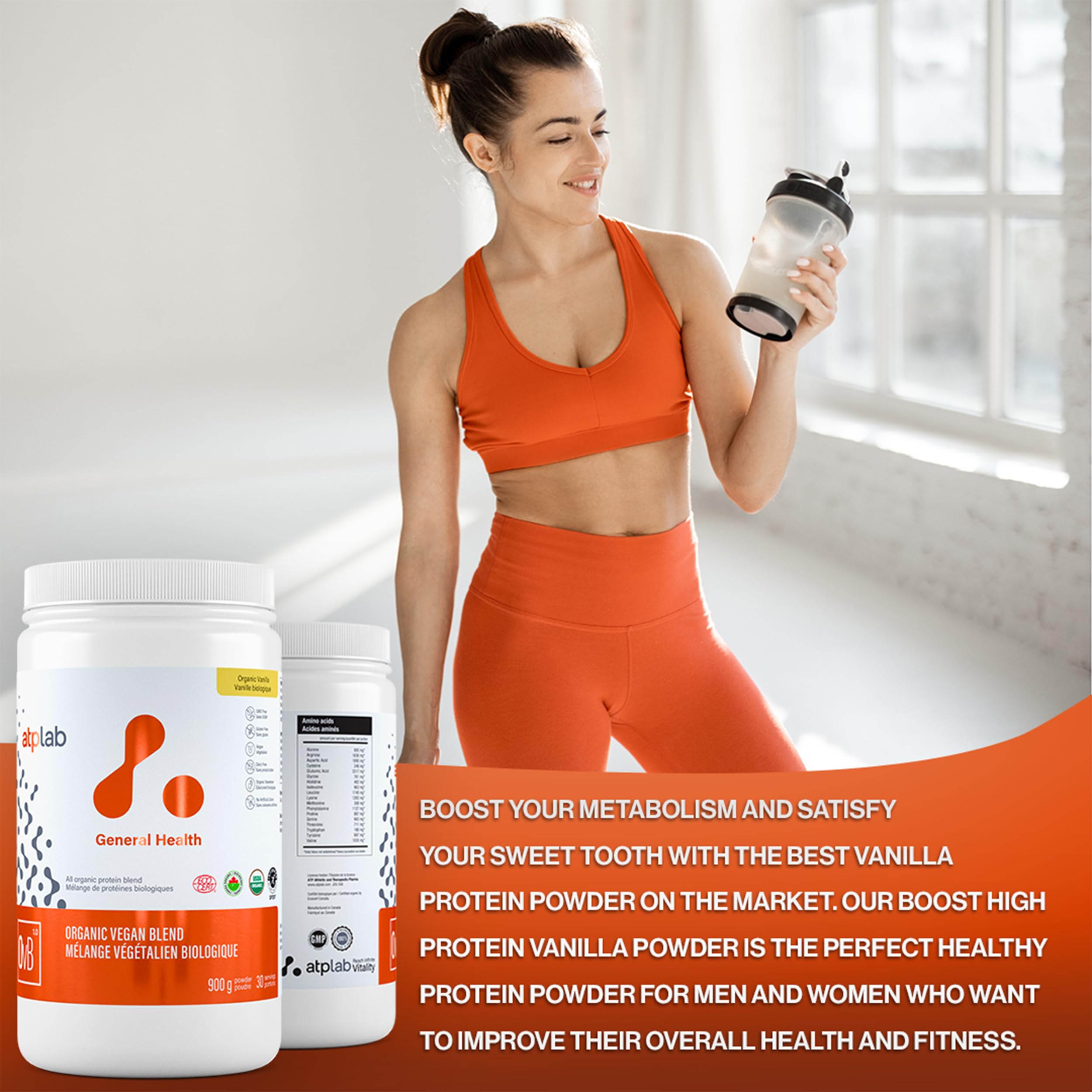 ATP LAB Vegan Blend Powder Vanilla Ingredients: plant proteins and enzymes blend.