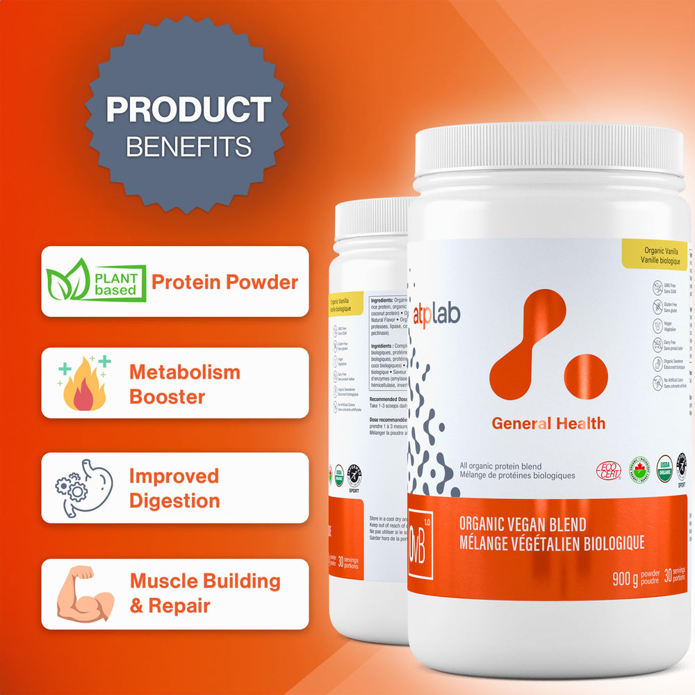 ATP LAB Vegan Blend Powder Vanilla Mix into Liquid: instant dissolve for smoothies.