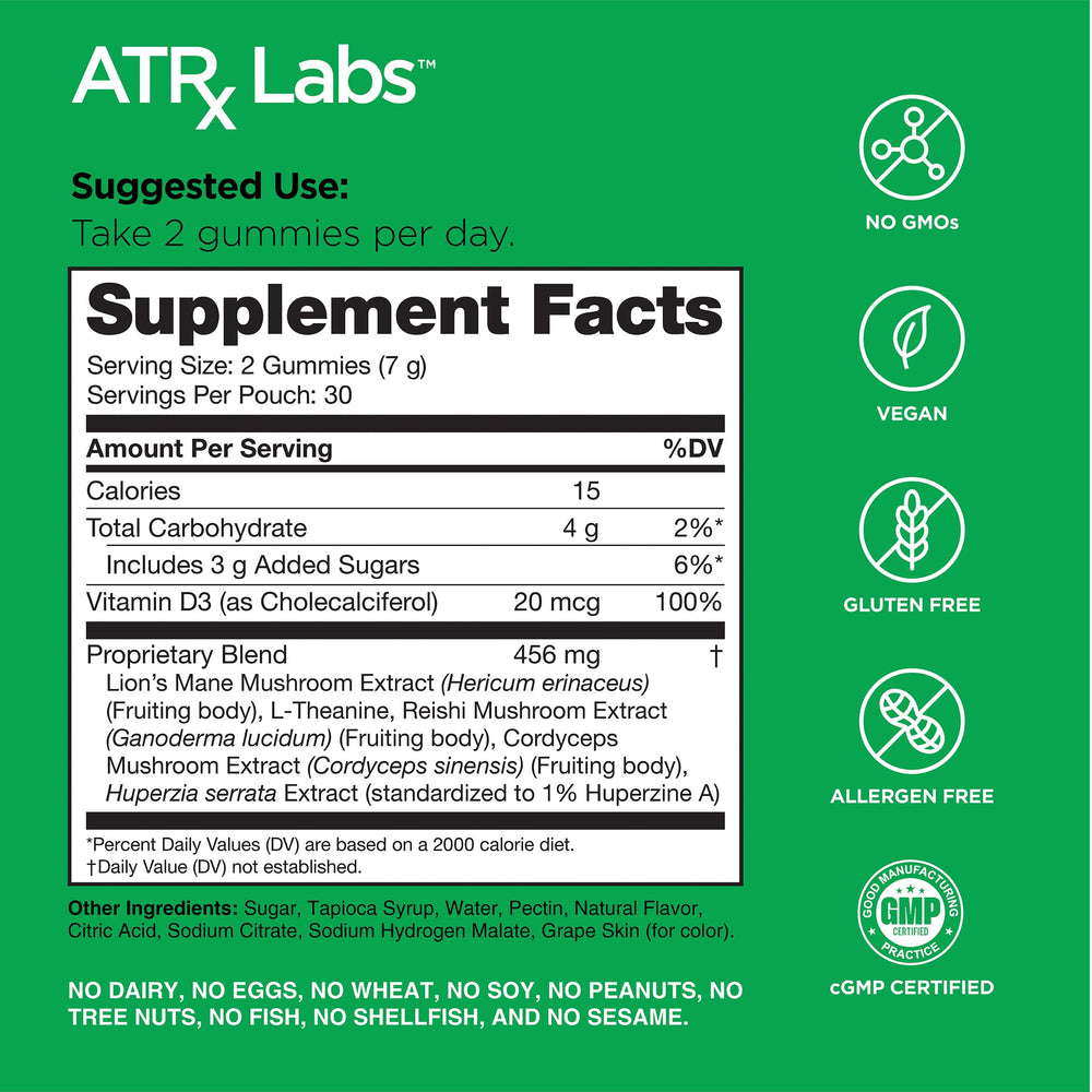 ATRx Labs gummies huperzine A highlight for cognitive support and alertness