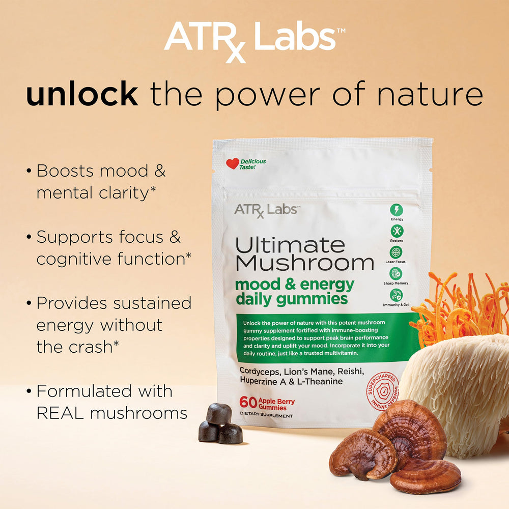 ATRx Labs gummies ingredients cordyceps and lion's mane support focus and mental clarity