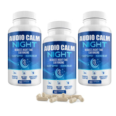 Audio Calm Night bottle front view showing non-habit forming sleep support