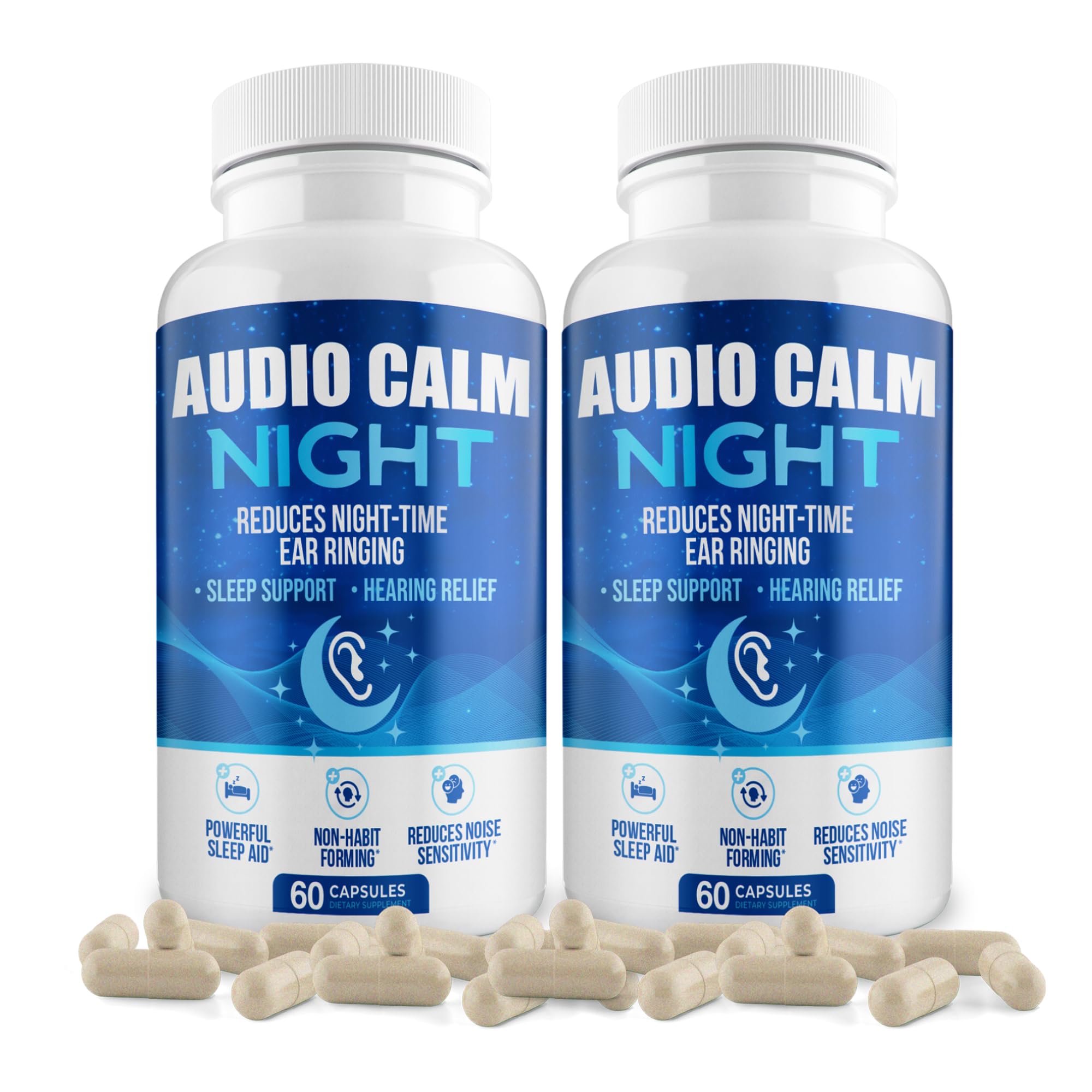 Audio Calm Night bottle with capsules for calmer nights and easier sleep