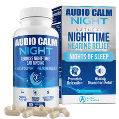 Audio Calm Night capsules on a nightstand ready to support restful sleep
