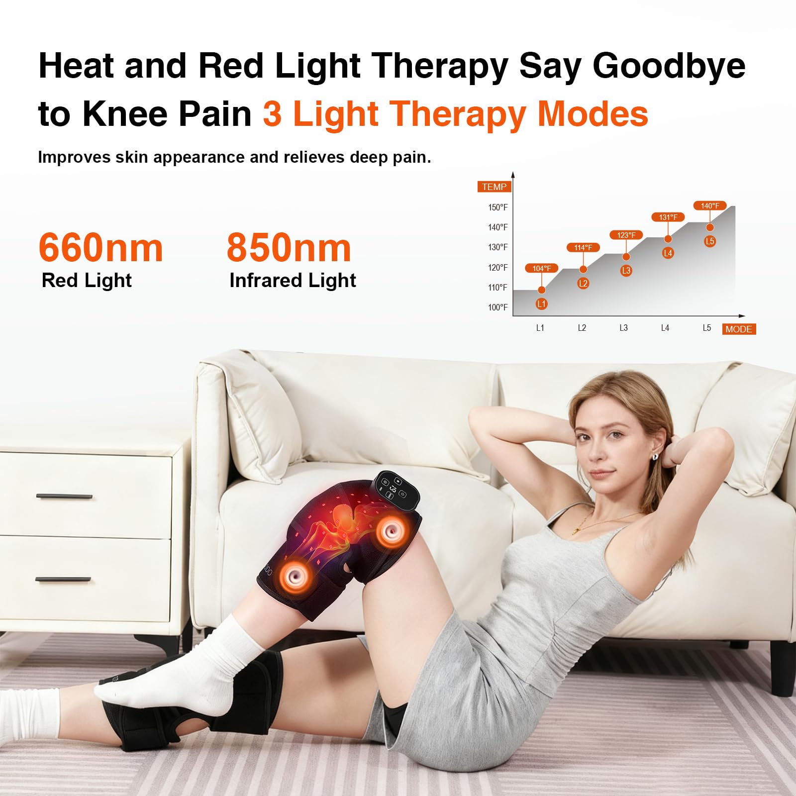 AUDODO knee brace delivers heat therapy to ease stiffness and soothe joint discomfort.