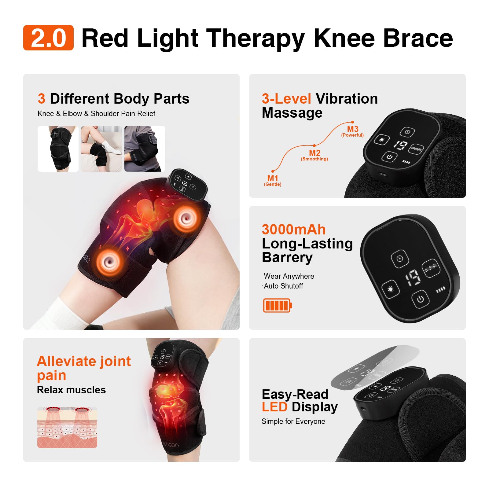AUDODO knee massager with remote control for easy customization from couch or bed.