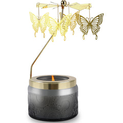 Auelife butterfly rotating candle in vanilla cream enhances table centerpiece ambiance.