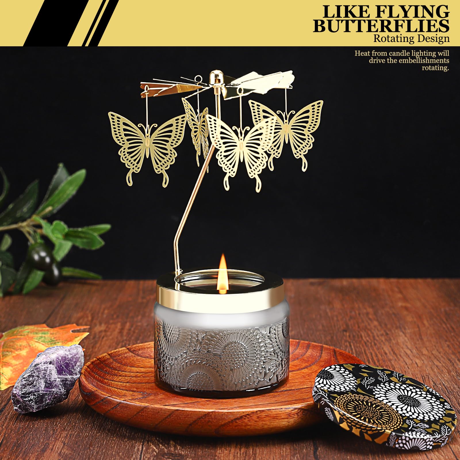 Auelife rotating candle centerpiece adds elegant, dynamic light to any table.