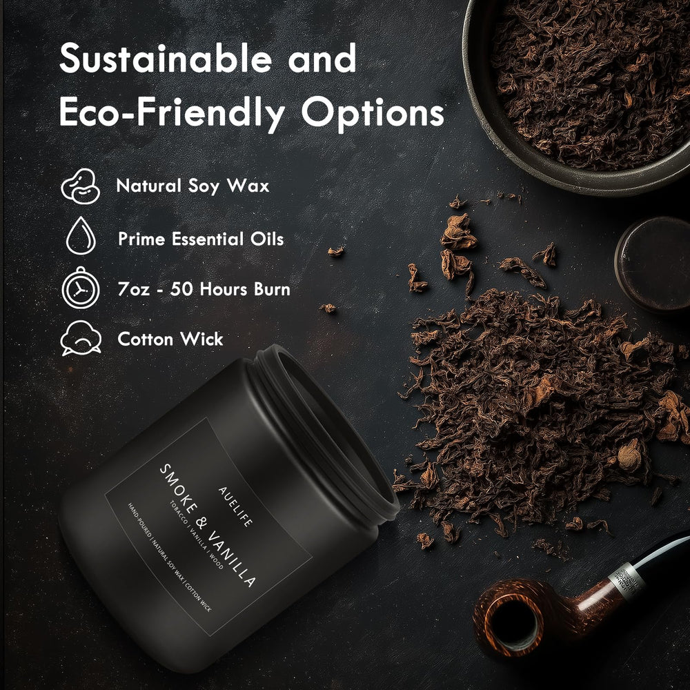 Auelife black-jar design candle fits modern masculine aesthetics.