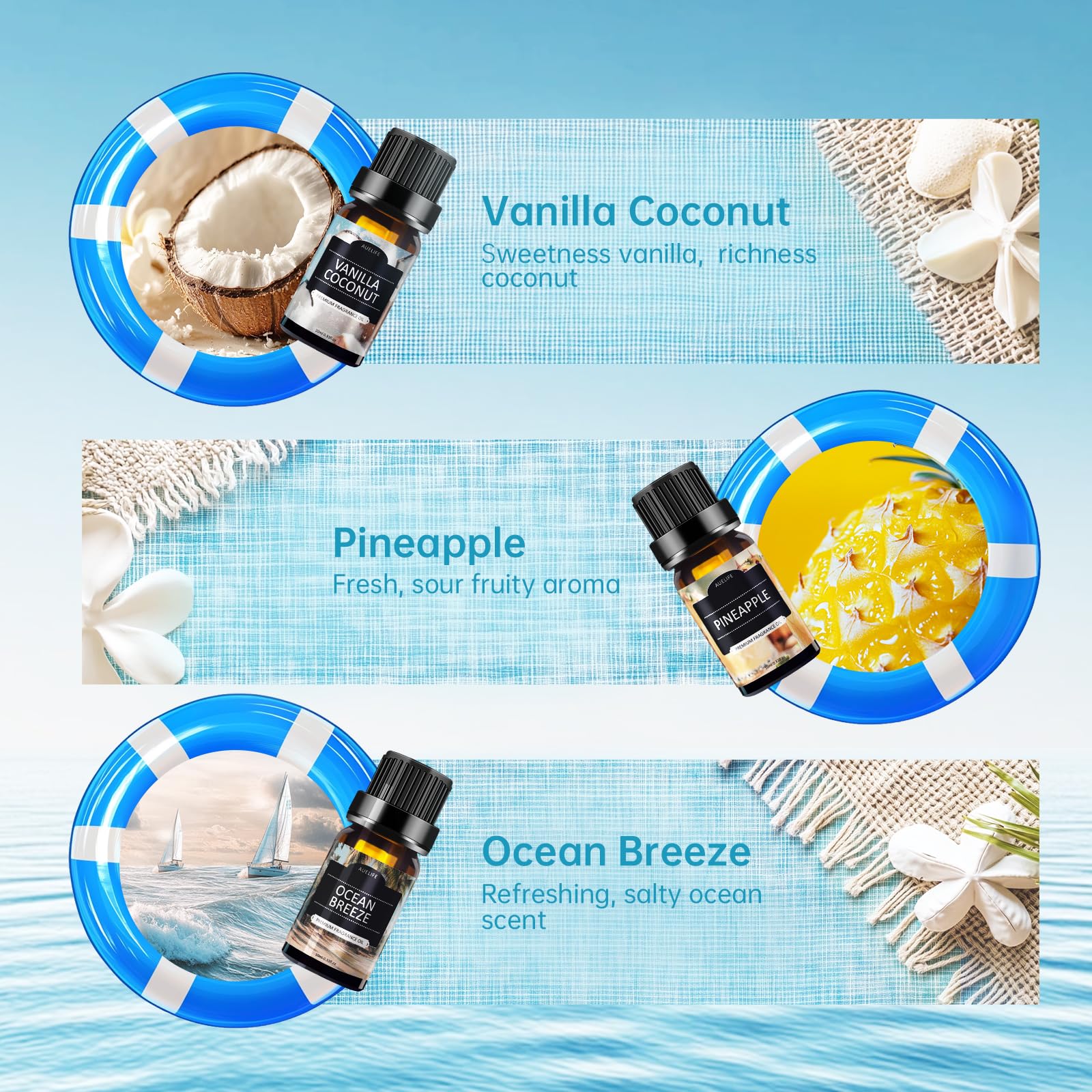 Auelife Summer Set pineapple-diffuser scene highlighting refreshing, uplifting aroma.