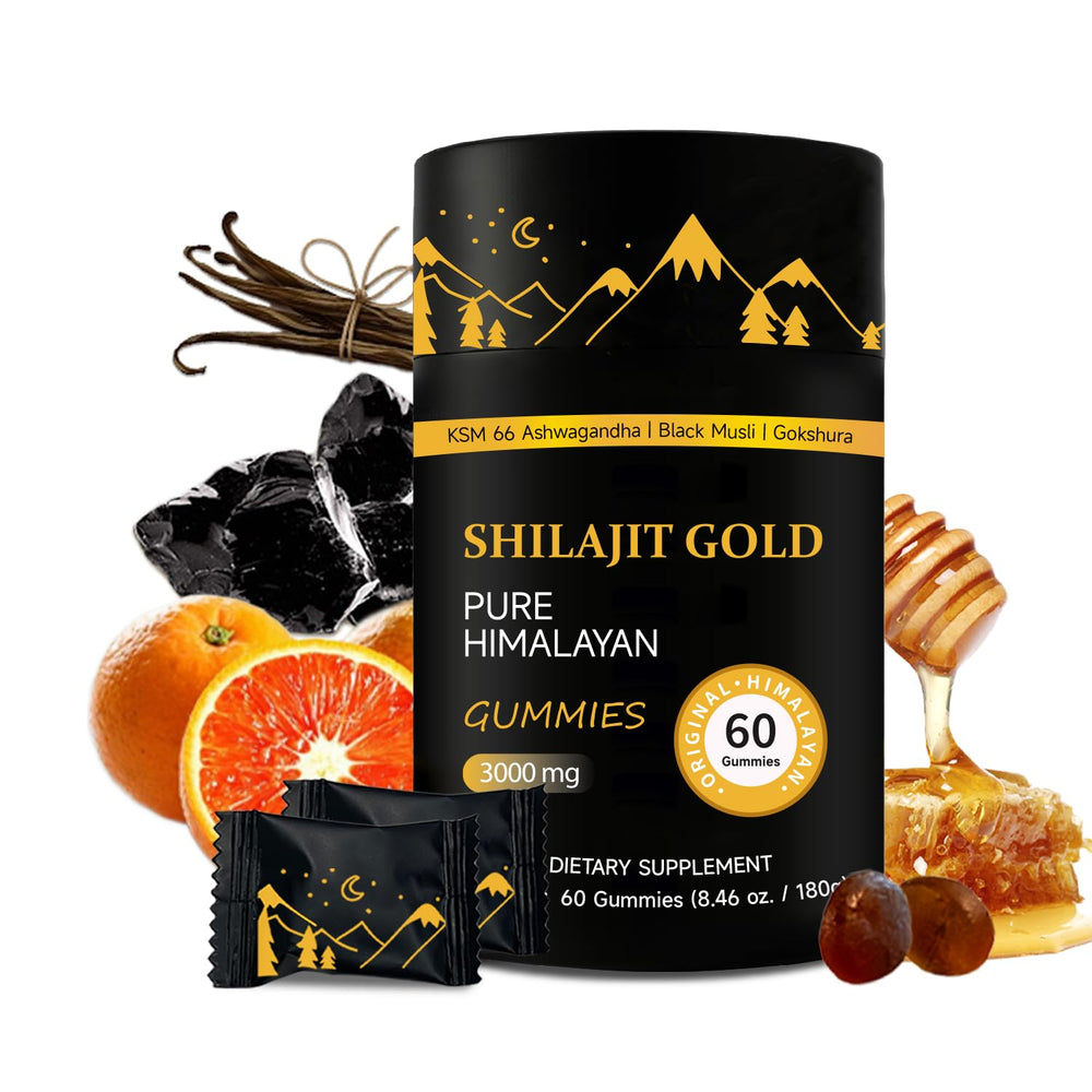 AUIXOPI Shilajit Gummies bottle closeup showing energy-friendly formula