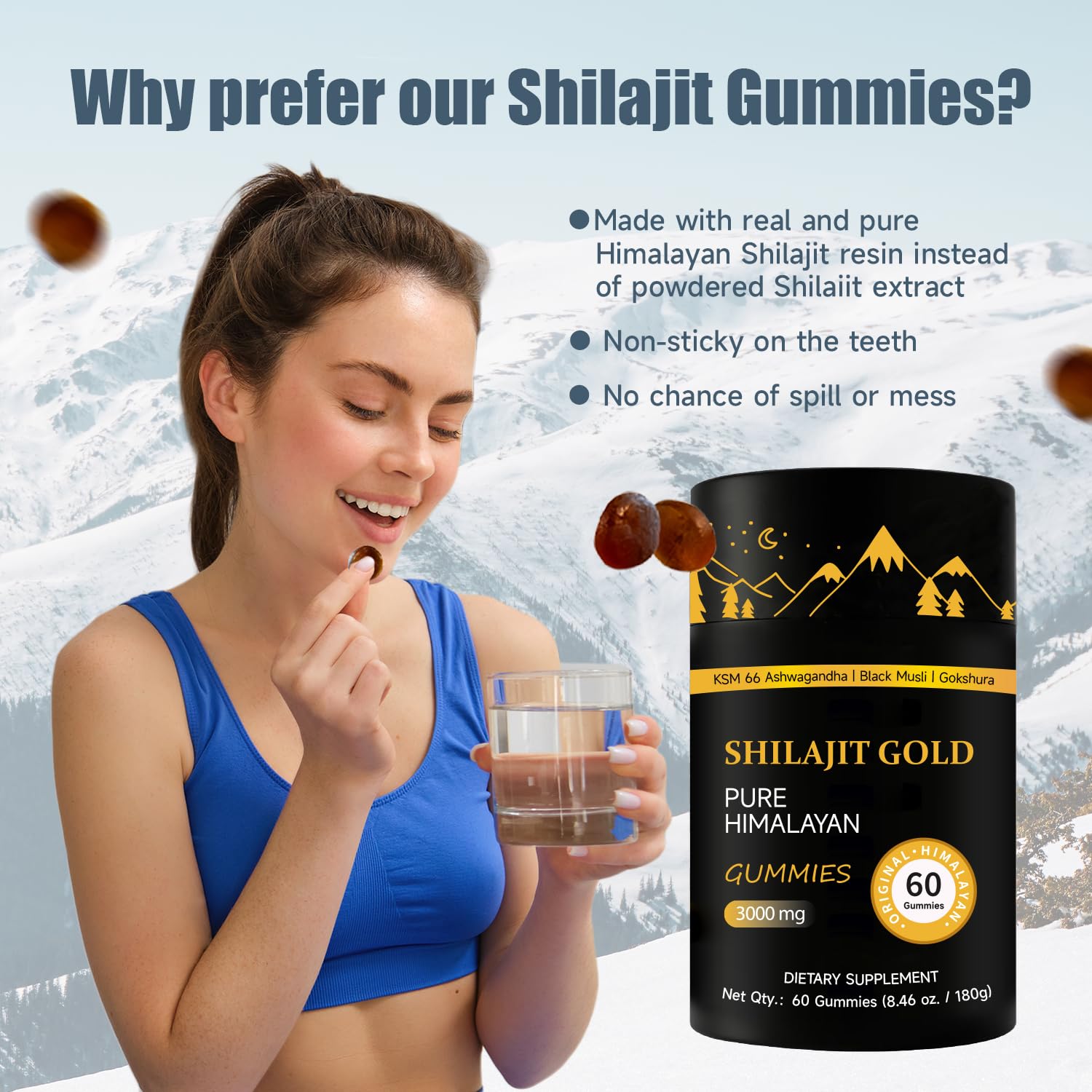 AUIXOPI Shilajit Gummies lab-tested seal visible on packaging