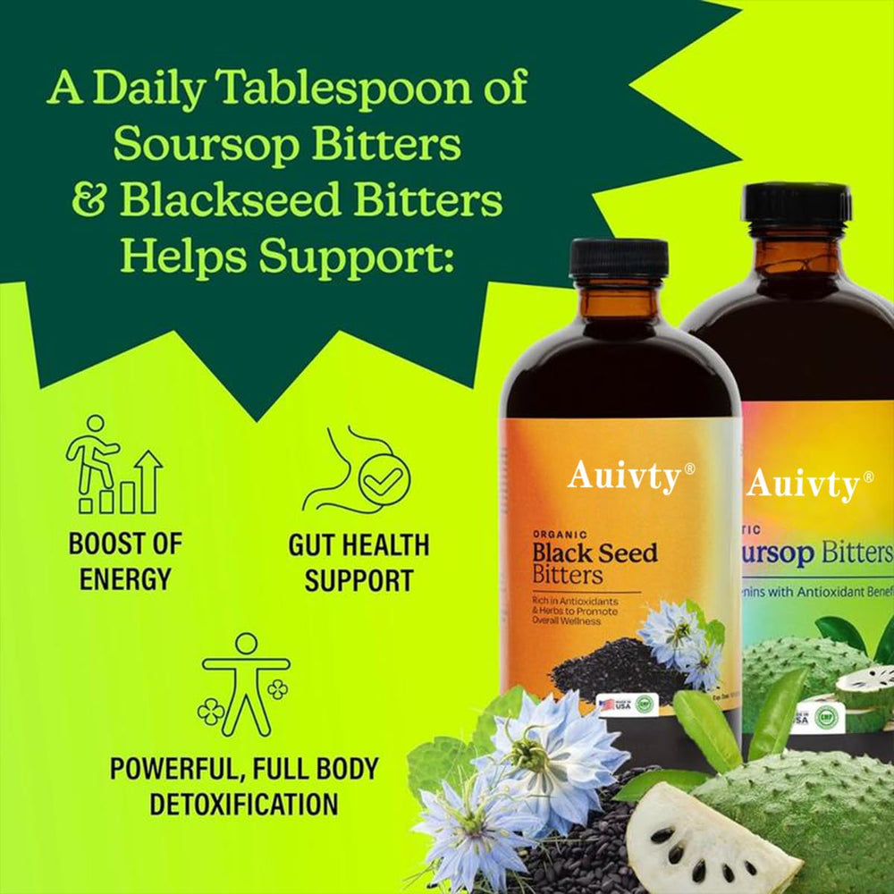 Auivty Black Seed Tonic label close-up showing easy use.