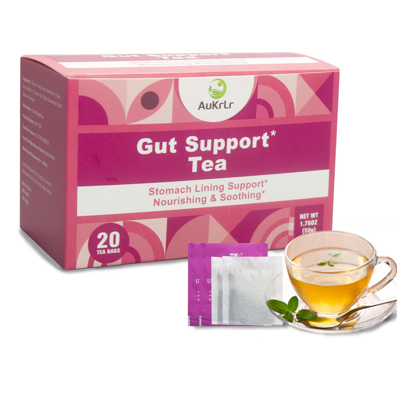 AuKrLr acid reflux relief tea cup steaming after a light meal, soothing stomach comfort.