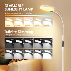Aulaidik gooseneck lamp arm provides adjustable positioning for desk or floor use.
