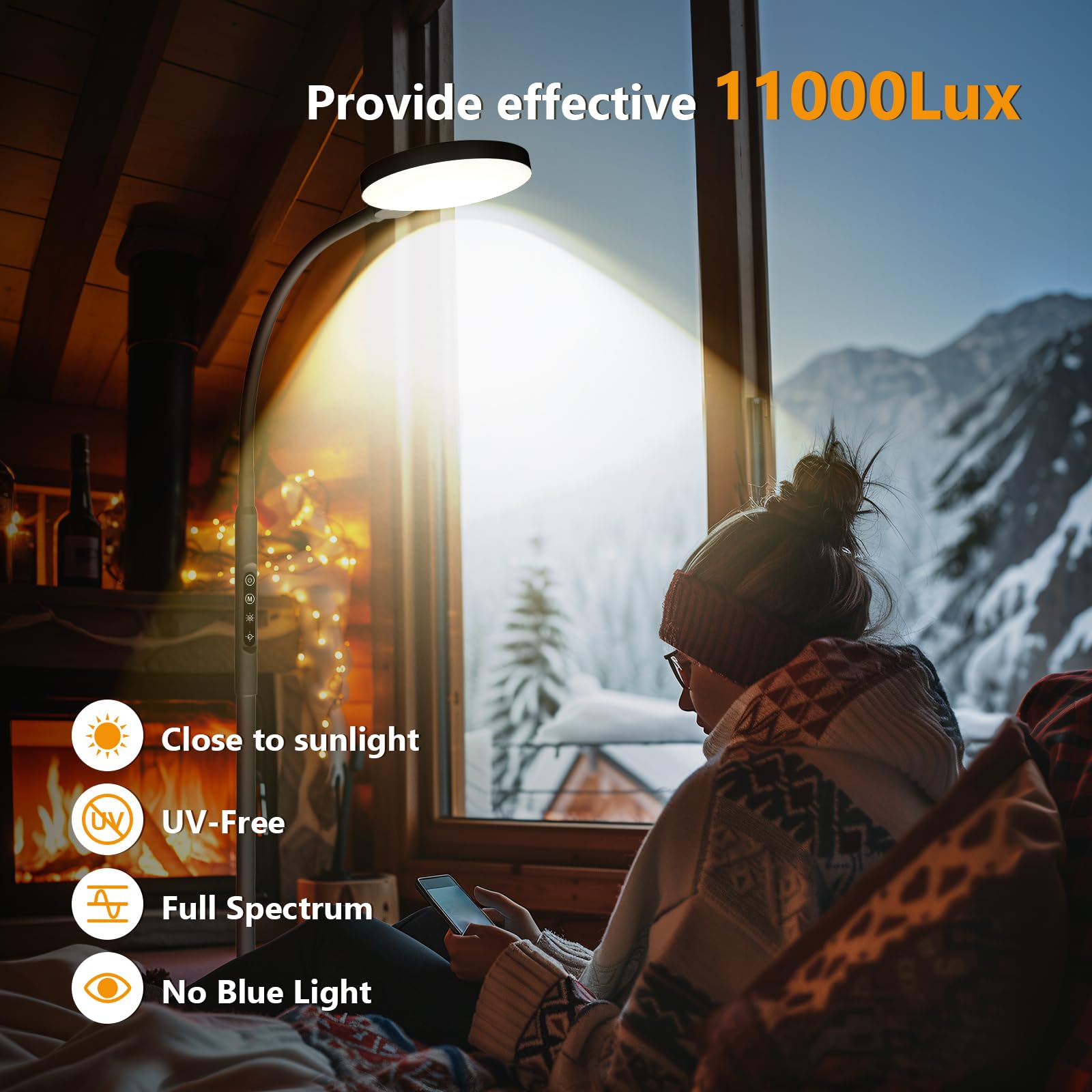Aulaidik Light Therapy Lamp desk-setup offering focused light during work or study.