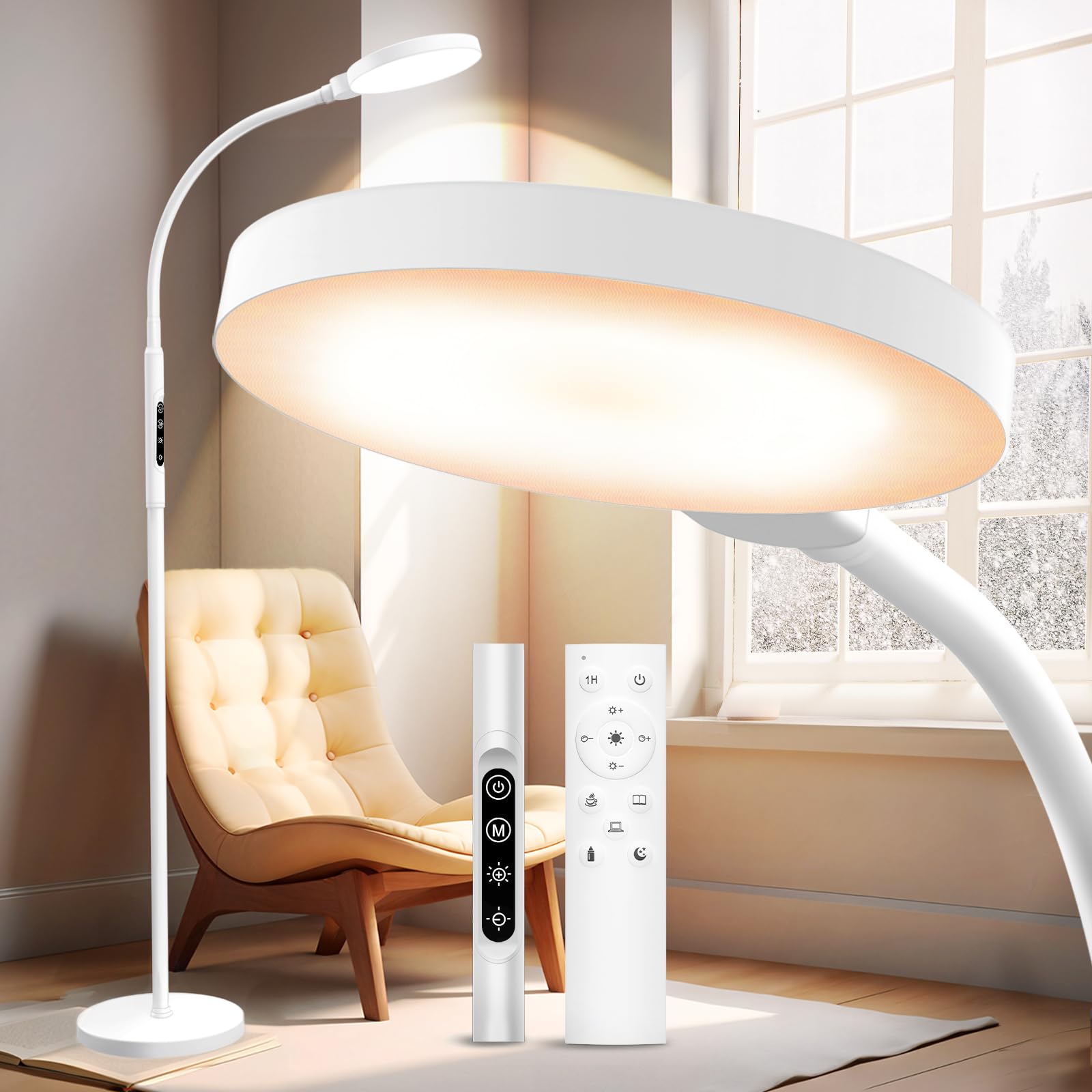 Aulaidik light therapy lamp floor model for living room with energizing daylight-like illumination.