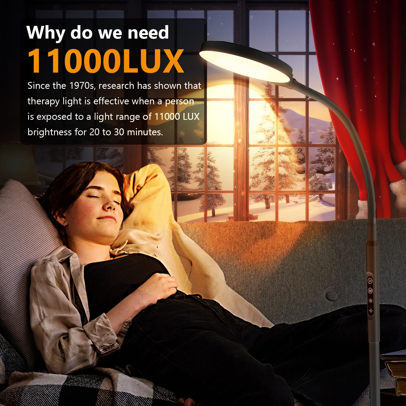 Aulaidik Light Therapy Lamp gooseneck with adjustable angle for targeted illumination.