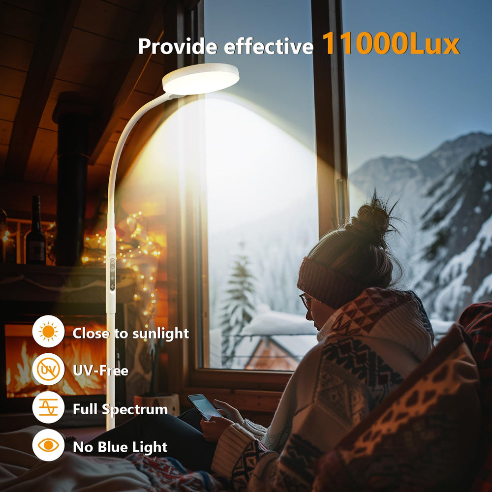 Aulaidik UV-free LED lamp delivers near-sunlight brightness for mood uplift.