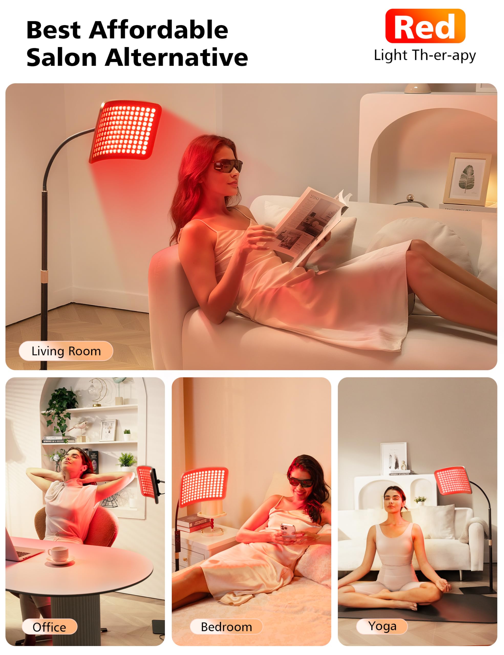 Aulanto Red Light Panel 360-degree head rotation enables flexible positioning.