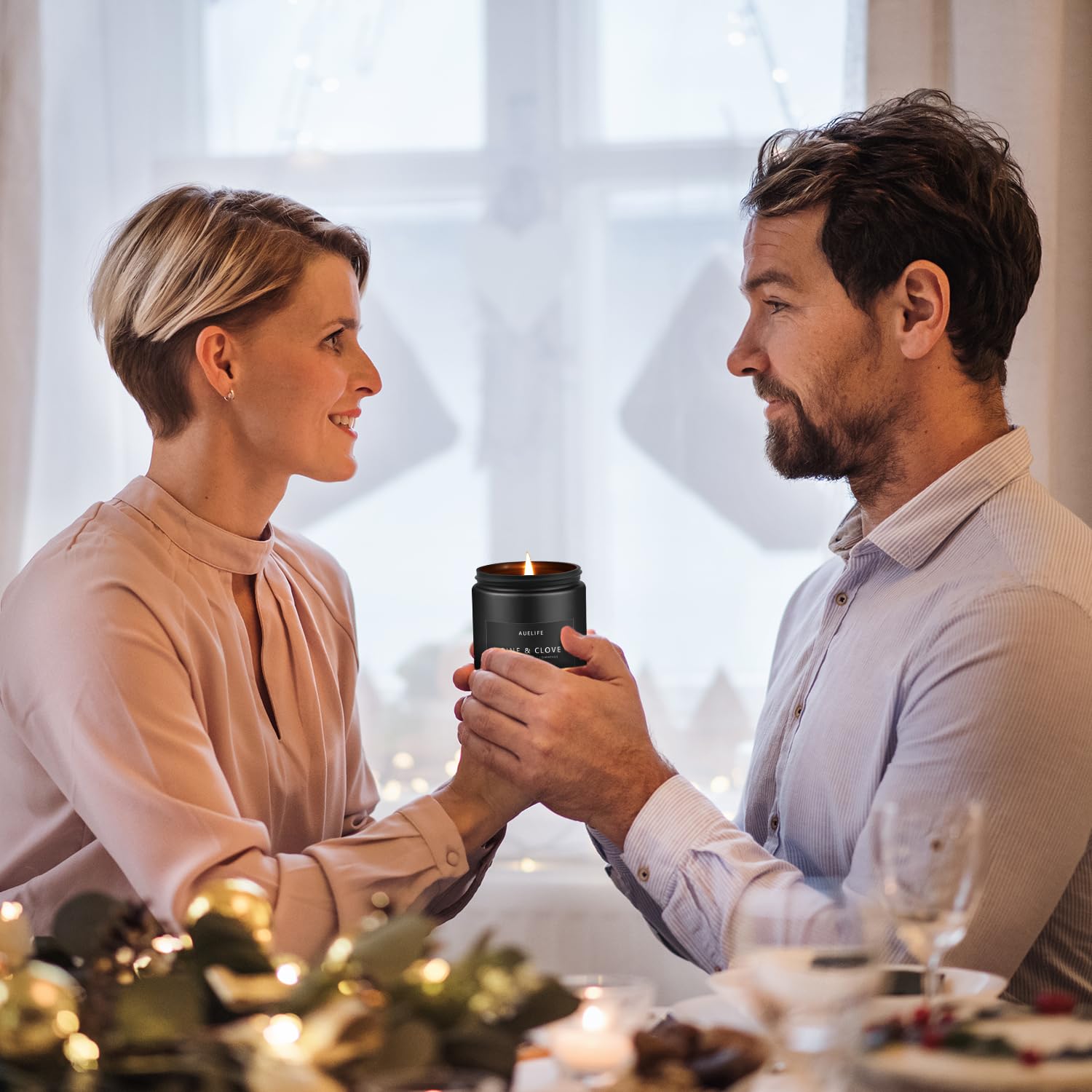 Auelife mood-dining scene shows candlelight setting for gatherings