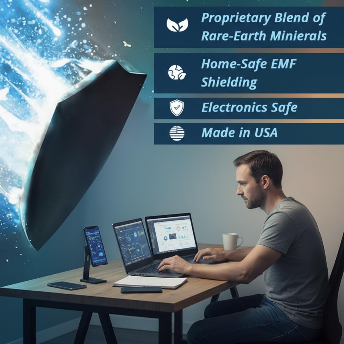 Aulterra EMF Home Neutralizer USB at a workspace for focused tasks.