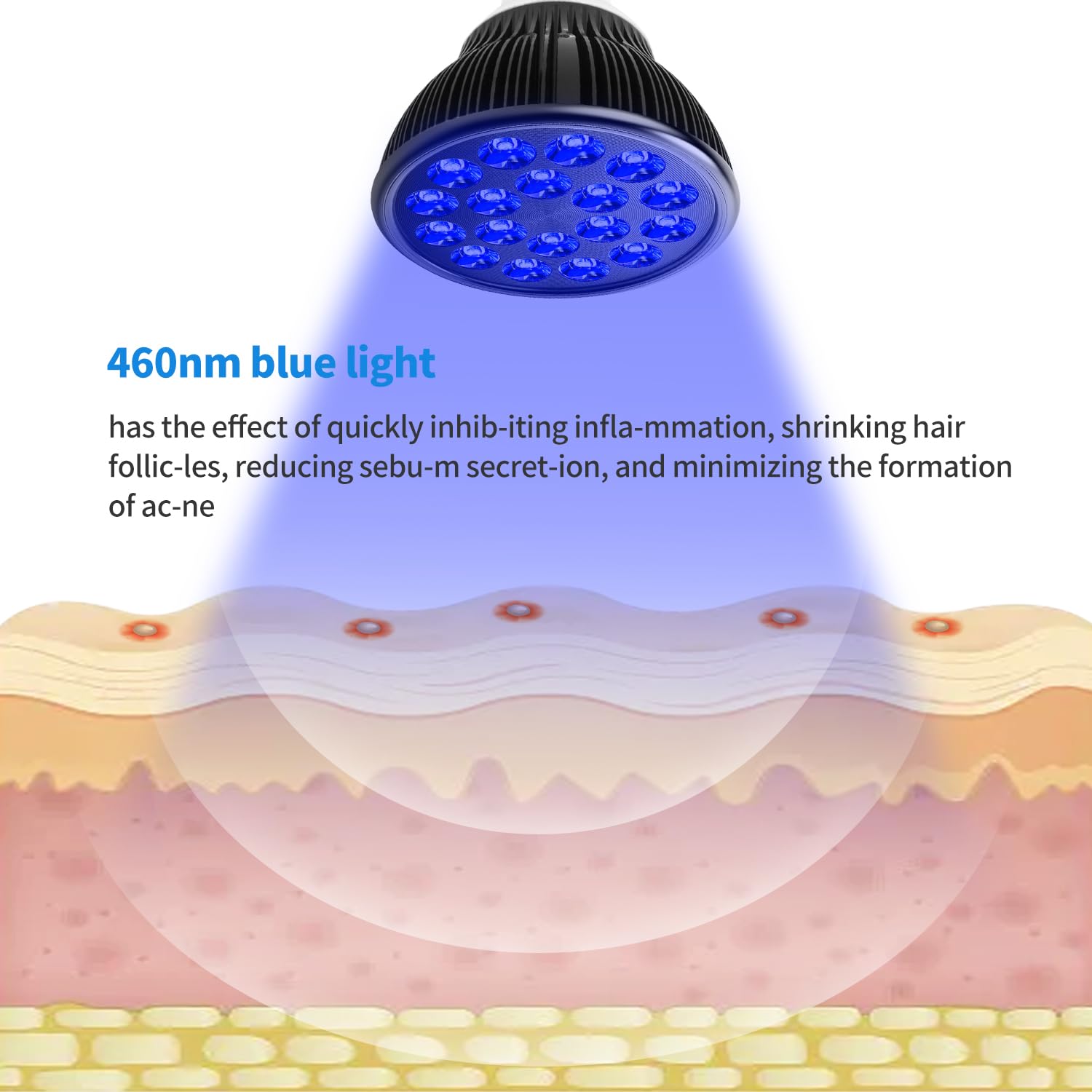 Aumtrly blue light bulb for body provides high irradiance for consistent treatment sessions.