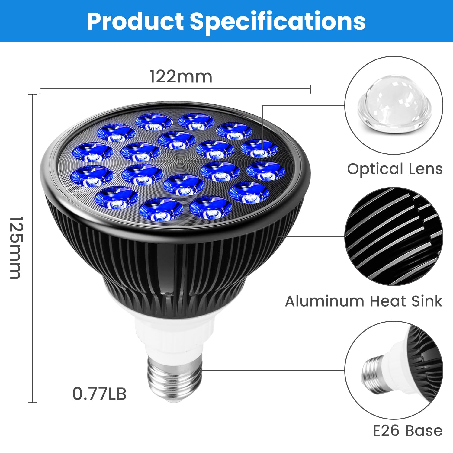 Aumtrly blue light lamp covers a large area for facial and body use.