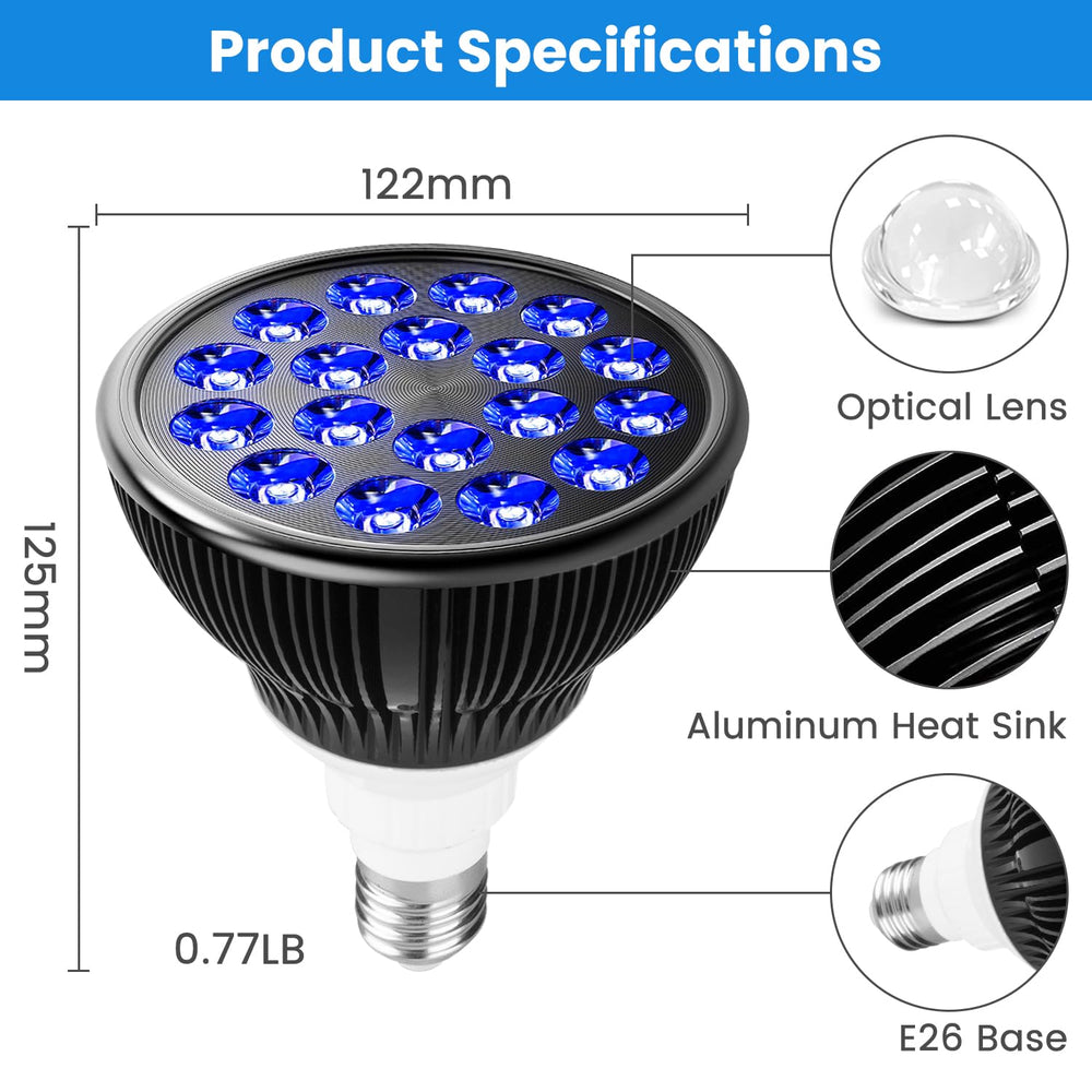 Aumtrly blue light lamp covers a large area for facial and body use.