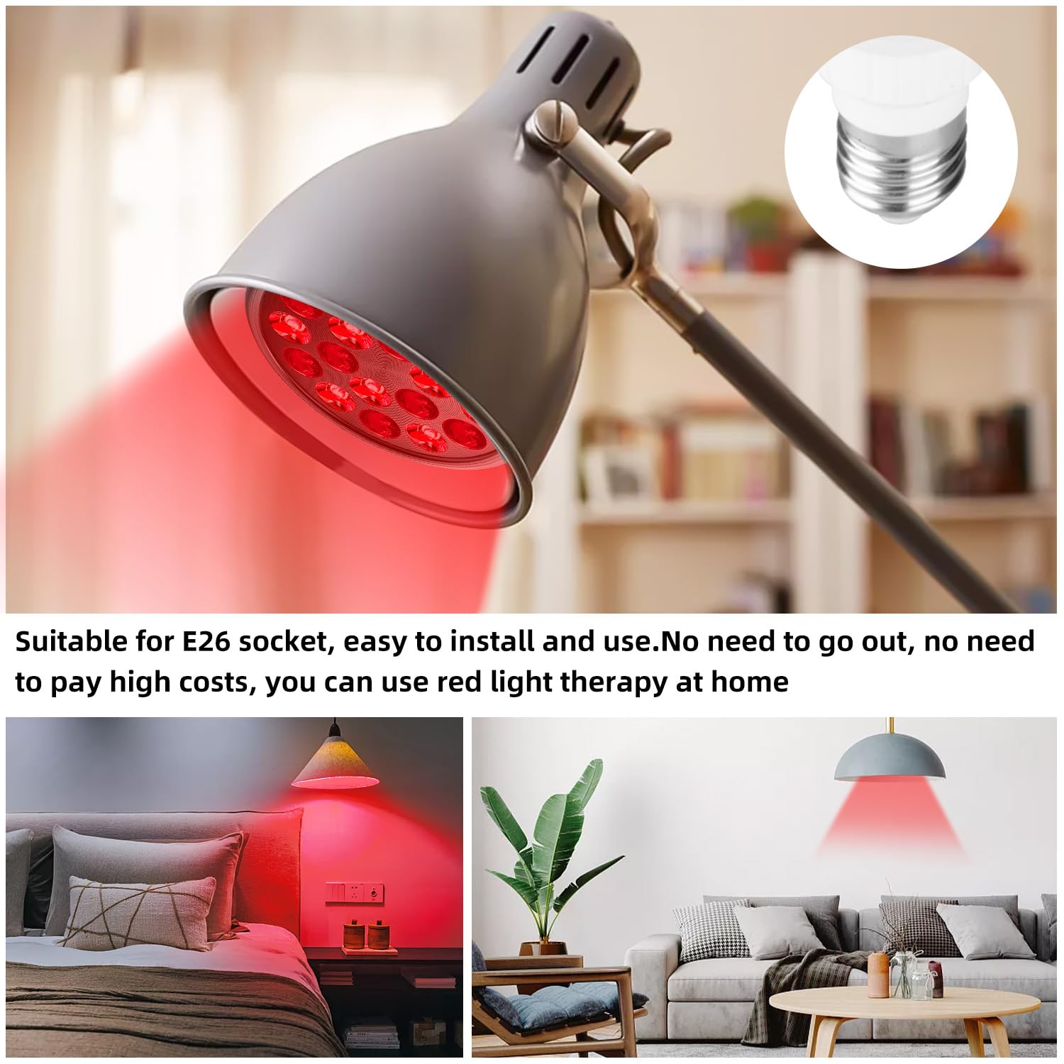 Aumtrly red light therapy bulb with 60-degree lens for enhanced irradiance.