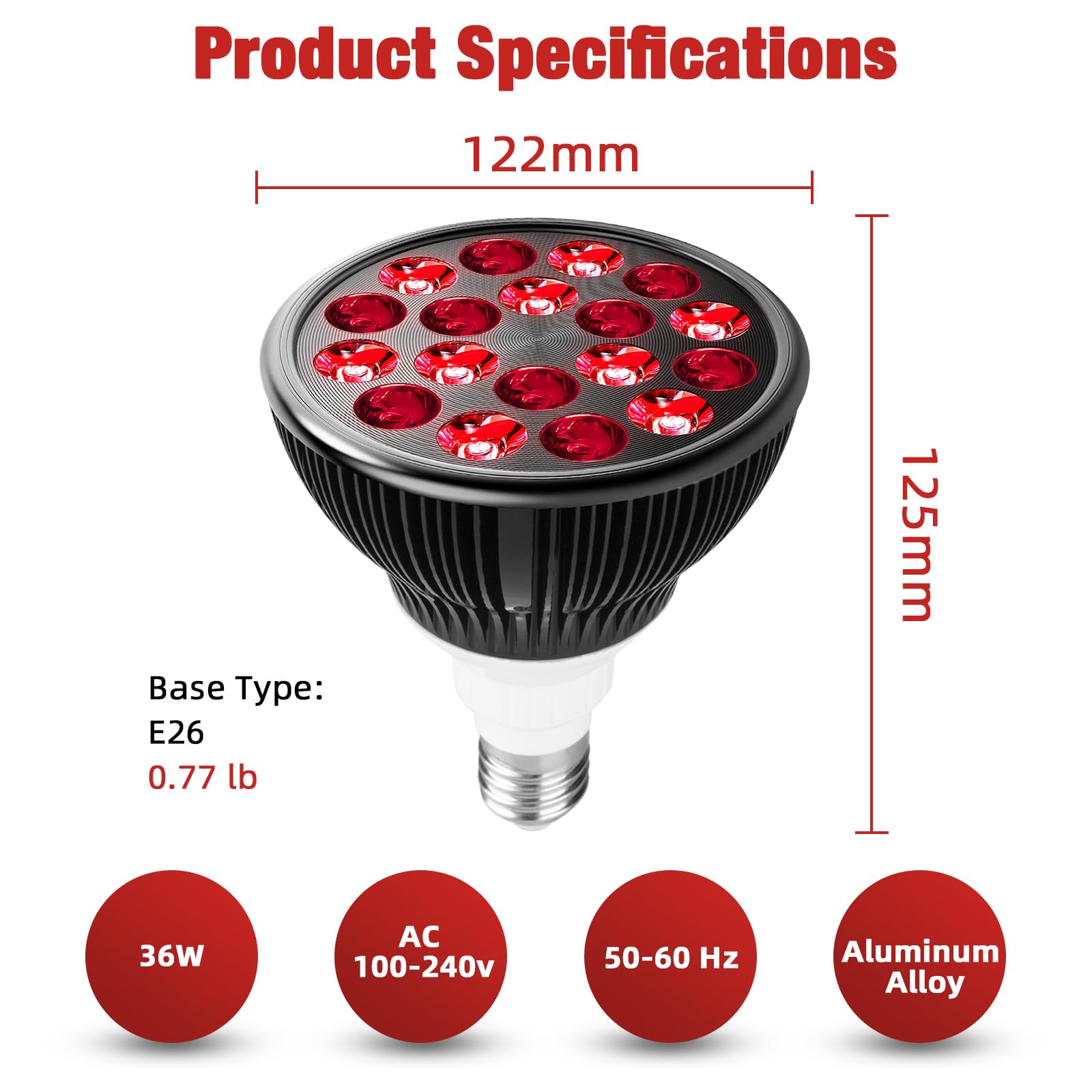 Aumtrly red light therapy bulb compact design suitable for office and home use.