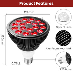 Aumtrly red light therapy bulb with an E26 socket for easy installation.