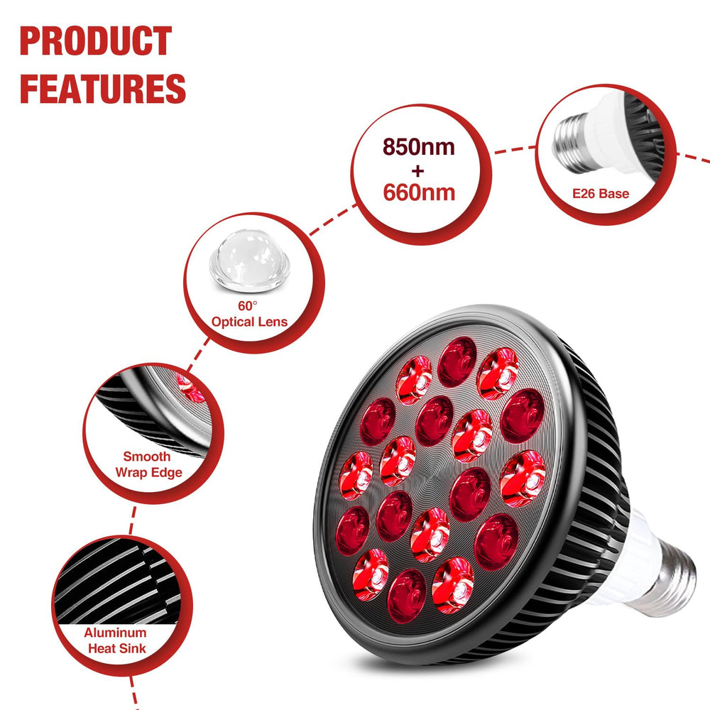 Aumtrly red light therapy bulb heat sink for stable operation.
