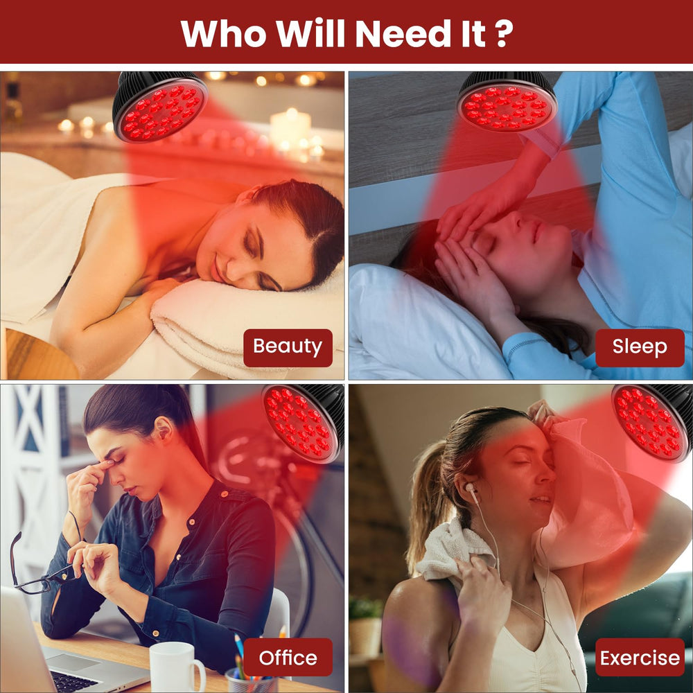 Aumtrly red light therapy bulb shown in a home setting for convenient use.