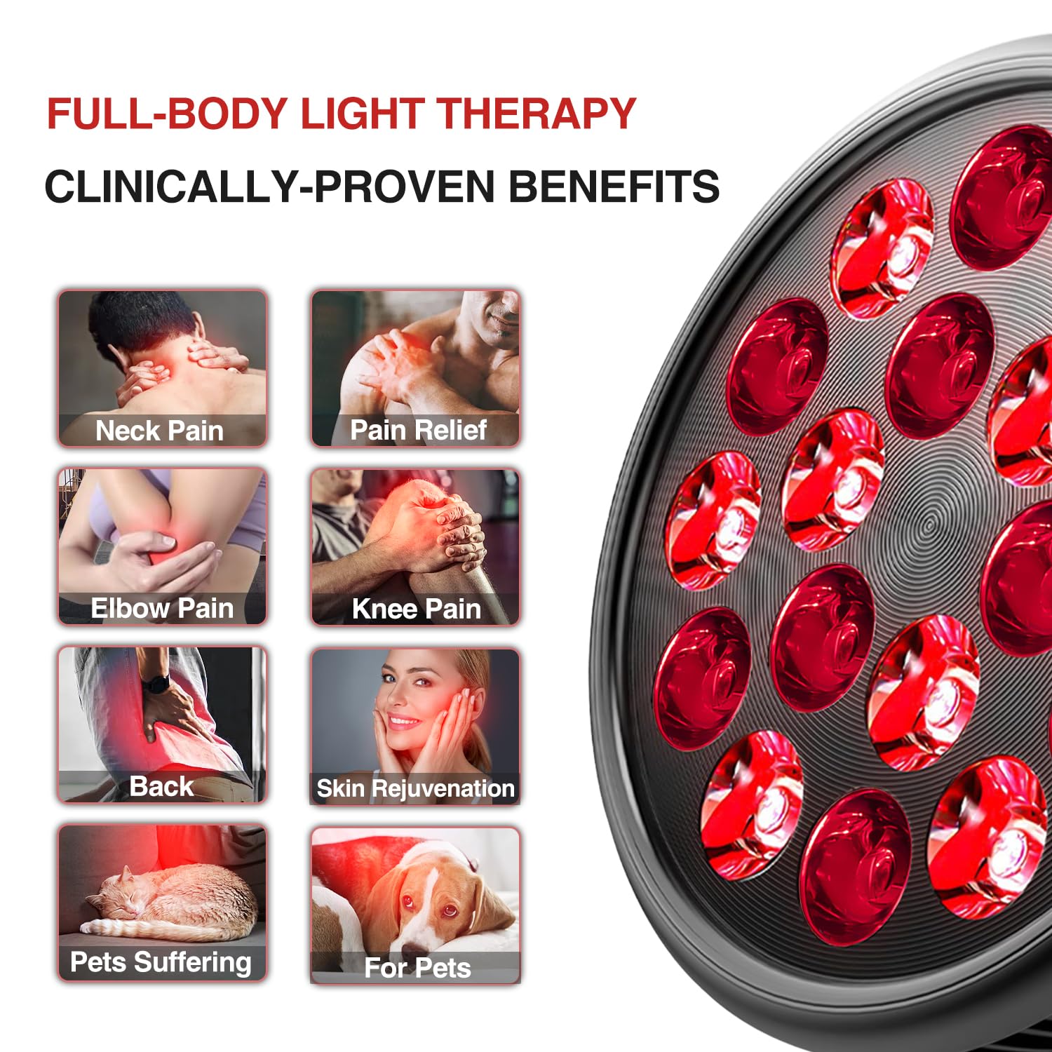 Aumtrly red light therapy lamp showing 660nm and 850nm spectrum for skin and wellness.