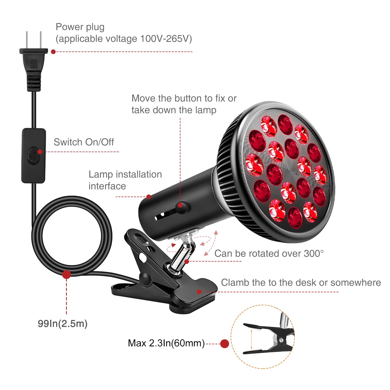 Aumtrly red light therapy lamp durable design for home use and longevity.
