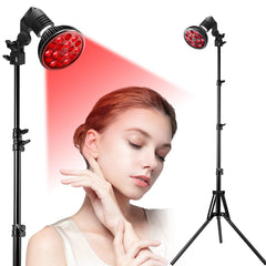 Aumtrly red light therapy lamp on its stand for easy home setup and daily use.