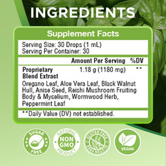 AUMUSON oregano oil drops bottle highlights potent oregano for gut balance