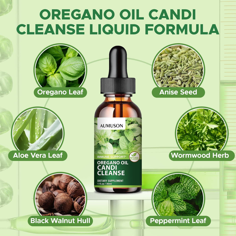 AUMUSON peppermint leaf graphic hints at refreshing aroma and gut comfort