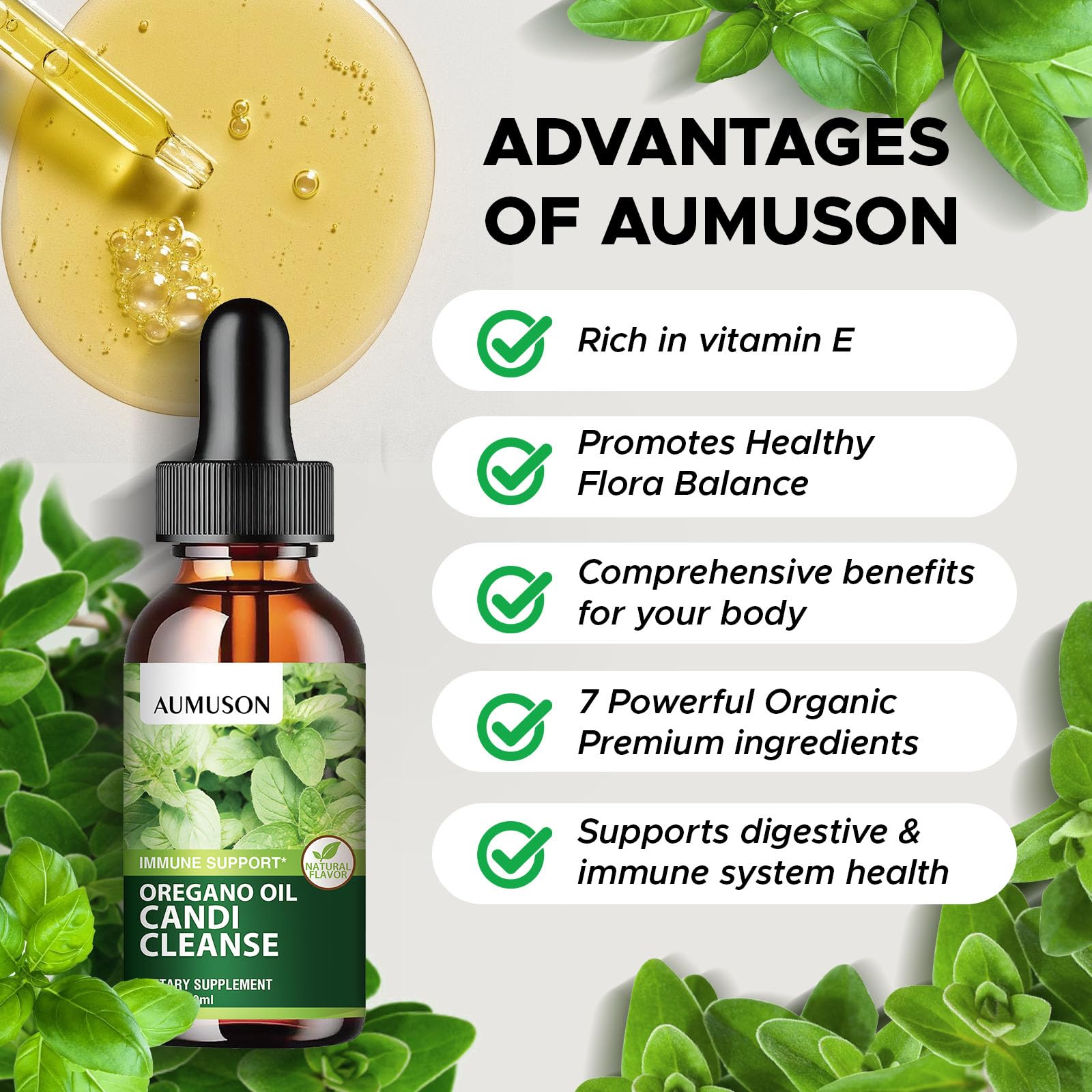 AUMUSON wormwood herb visual emphasizes traditional candida cleanse ingredients