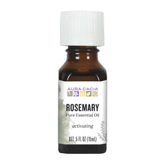 Aura Cacia aceite esencial de romero en botella, aroma herbáceo para aromaterapia.
